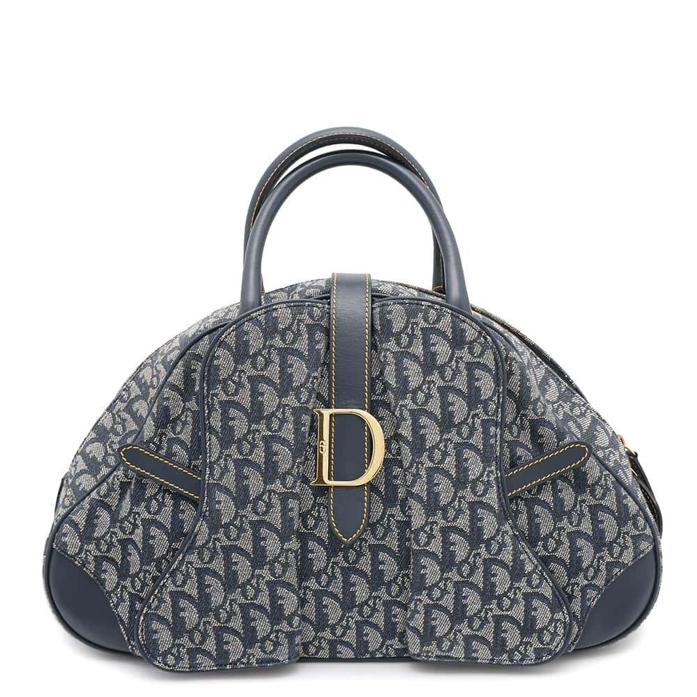 Christian Dior handbag Trotter canvas leather Boston bag